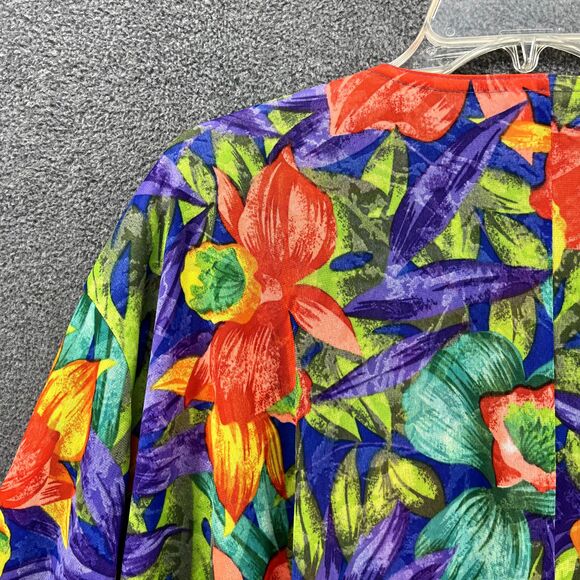Vintage Sirena Top Plus Small Floral Blouse cover up Relaxed Tropical Hawaii Ope - Picture 15 of 16